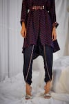 Shop_Twenty Nine_Blue Modal Satin Embroidered Mirror Rabari Tulip Dhoti Pant _at_Aza_Fashions
