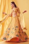 Buy_Sanjev Marwaaha_Yellow Pure Linen Satin And Mulmul Embroidery Lehenga Set _at_Aza_Fashions