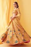 Shop_Sanjev Marwaaha_Yellow Pure Linen Satin And Mulmul Embroidery Lehenga Set _at_Aza_Fashions