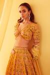 Sanjev Marwaaha_Yellow Pure Linen Satin And Mulmul Embroidery Lehenga Set _Online_at_Aza_Fashions