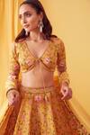 Buy_Sanjev Marwaaha_Yellow Pure Linen Satin And Mulmul Embroidery Lehenga Set _Online_at_Aza_Fashions