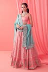 Buy_Sanjev Marwaaha_Pink Modal Satin And Mulmul Embroidery Dori Scoop Neck Lehenga Set _at_Aza_Fashions