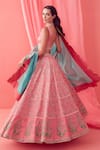 Shop_Sanjev Marwaaha_Pink Modal Satin And Mulmul Embroidery Dori Scoop Neck Lehenga Set _at_Aza_Fashions