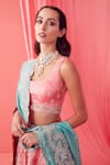 Buy_Sanjev Marwaaha_Pink Modal Satin And Mulmul Embroidery Dori Scoop Neck Lehenga Set _Online_at_Aza_Fashions