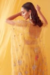 Shop_Sanjev Marwaaha_Yellow Organza Embroidery Dori Round Jacket Lehenga Set _Online_at_Aza_Fashions