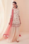 Buy_Sanjev Marwaaha_White Modal Embroidery 3d Applique Round Floral Kurta Sharara Set _at_Aza_Fashions