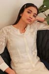 Buy_Labbada_White Light Chanderi Silk Round Embroidered Top  _at_Aza_Fashions