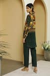 Kalista_Green Viscose Crepe Shirt Collar Alayah Tunic And Pant Set _Online_at_Aza_Fashions