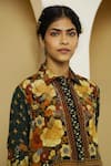 Buy_Kalista_Green Viscose Crepe Shirt Collar Alayah Tunic And Pant Set _Online_at_Aza_Fashions
