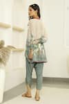 Buy_Kalista_Beige Viscose Crepe Embroidery Mandarin Collar Dahlia Tunic And Tulip Pant Set _Online_at_Aza_Fashions