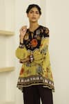 Kalista_Black Viscose Crepe Round Larisa Tunic And Pant Set _Online_at_Aza_Fashions