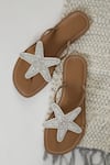 Buy_Sandalwali_White Beads Lucy Starfish Sandals _at_Aza_Fashions