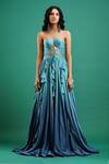 Buy_Nidhi Yasha_Blue Viscose Ombre Dress_at_Aza_Fashions