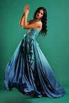 Buy_Nidhi Yasha_Blue Viscose Embroidery Halter Ombre Gown  _Online_at_Aza_Fashions