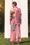 Shop_The Boozy Button_Multi Color Satin Silk Digital Print Spread Collar Shirt And Flared Pant Set_at_Aza_Fashions