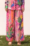 Shop_The Boozy Button_Multi Color Satin Silk Digital Print Spread Collar Shirt And Flared Pant Set_Online_at_Aza_Fashions