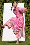 The Boozy Button_Multi Color Cotton Silk Digital Kaftan Kurta And Palazzo Set  _Online_at_Aza_Fashions