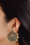 Neeta Boochra Gold Plated Stone Handcrafted Chandbali Earrings Online at Aza Fashions Neeta Boochra_Gold Plated Stone Handcrafted Chandbali Earrings_Online_at_Aza_Fashions