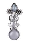 Neeta Boochra_Silver Plated Pearl Fish Carved Earrings _Online_at_Aza_Fashions