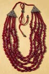 Shop_Cosa Nostraa_Red Glass Beads Layered Mala_at_Aza_Fashions