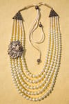 Buy_Cosa Nostraa_White Pearl Beads The Lion Carved Motif Mala _at_Aza_Fashions