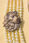 Shop_Cosa Nostraa_White Pearl Beads The Lion Carved Motif Mala _at_Aza_Fashions