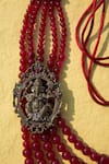 Buy_Cosa Nostraa_Red Glass Beads The Ganesha Carved Motif Mala _Online_at_Aza_Fashions