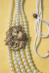 Shop_Cosa Nostraa_White Pearl Beads The Lion Carved Motif Mala _at_Aza_Fashions