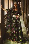 Buy_Label Earthen_Black Cotton Mal Embroidery Sweetheart Neck Printed Lehenga Set _at_Aza_Fashions