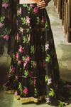 Label Earthen_Black Cotton Mal Embroidery Sweetheart Neck Printed Lehenga Set _at_Aza_Fashions