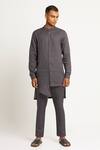 Buy_Son Of A Noble Snob_Grey 100% Linen Gurung Layered Kurta_at_Aza_Fashions