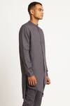 Shop_Son Of A Noble Snob_Grey 100% Linen Gurung Layered Kurta_Online_at_Aza_Fashions