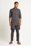 Buy_Son Of A Noble Snob_Grey 100% Linen Tilt Gurung Print Kurta_at_Aza_Fashions