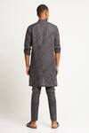 Shop_Son Of A Noble Snob_Grey 100% Linen Tilt Gurung Print Kurta_at_Aza_Fashions