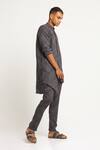 Buy_Son Of A Noble Snob_Grey 100% Linen Tilt Gurung Print Kurta_Online_at_Aza_Fashions