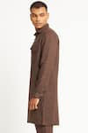 Shop_Son of A Noble Snob_Brown 100% Linen Plain Sukma Kurta Set  _Online_at_Aza_Fashions