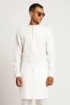 Buy Son of A Noble Snob White Linen Moga Embroidered Kurta Set Online ...