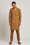 Buy_Son of A Noble Snob_Brown 100% Linen Plain Attur Kurta Set  _at_Aza_Fashions