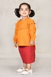 Buy_Arihant Rai Sinha_Yellow Cotton Frill Top For Girls_Online_at_Aza_Fashions