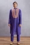 Buy_Torani_Purple Handwoven Chanderi Jamuni Navratan Karam Kurta Set_at_Aza_Fashions