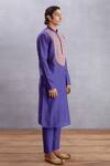 Torani_Purple Handwoven Chanderi Jamuni Navratan Karam Kurta Set_Online_at_Aza_Fashions