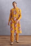 Buy_Torani_Yellow Handwoven Chanderi Sunhera Nisarg Kurta Set  _at_Aza_Fashions