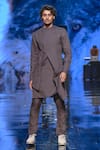 Buy_Son of A Noble Snob_Grey 100% Linen Ranka Kurta Set  _at_Aza_Fashions