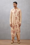 Buy_Torani_Beige Kurta Handwoven Chanderi, Salwar Cotton Silk Kasturi Madur Print Set _at_Aza_Fashions