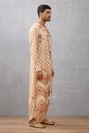 Torani_Beige Kurta Handwoven Chanderi, Salwar Cotton Silk Kasturi Madur Print Set _Online_at_Aza_Fashions
