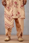 Torani_Beige Kurta Handwoven Chanderi, Salwar Cotton Silk Kasturi Madur Print Set _at_Aza_Fashions