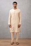 Buy_Torani_Beige Handwoven Chanderi Dori Kasturi Aadav Kurta Set _at_Aza_Fashions
