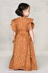 Shop_Arihant Rai Sinha_Brown Polka Dot Frill Dress For Girls_at_Aza_Fashions