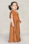 Arihant Rai Sinha_Brown Polka Dot Frill Dress For Girls_Online_at_Aza_Fashions