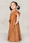 Buy_Arihant Rai Sinha_Brown Polka Dot Frill Dress For Girls_Online_at_Aza_Fashions